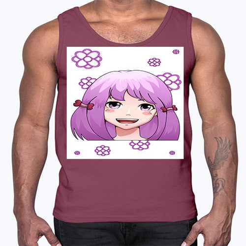 cute ponytails purple hair girl 63#- anime- Cotton Tank