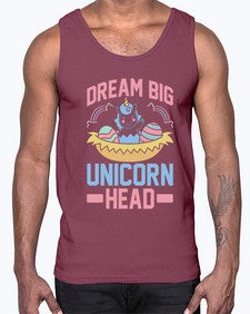 dream big unicorn head 98#- unicorn- Cotton Tank