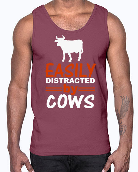 easily distracted by cows Style 4#- cow- Cotton Tank