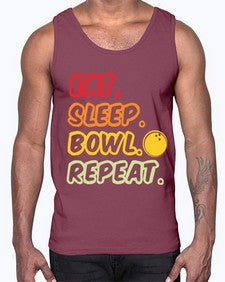 eat sleep bowl repeat 349#- bowling- Cotton Tank