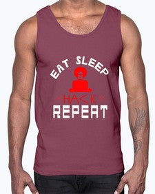 eat sleep hack repeat 48#- computer- Cotton Tank