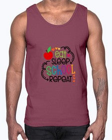 eat sleep school repeat 45#- general school- Cotton Tank