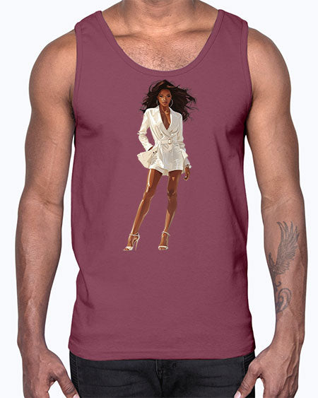 fashion girl in white 86#-  fashion- Cotton Tank