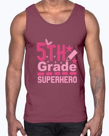 fifth Grade Superhero 92#- fifth grade- Cotton Tank