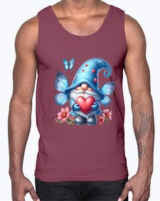 gnome with butterfly 01#- gnome- Cotton Tank