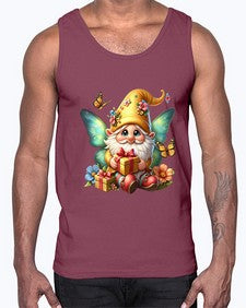 gnome with butterfly 07#- gnome- Cotton Tank