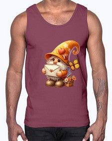 gnome with butterfly 09#- gnome- Cotton Tank
