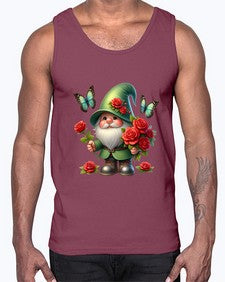 gnome with butterfly 11#- gnome- Cotton Tank