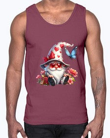 gnome with butterfly 13#- gnome- Cotton Tank