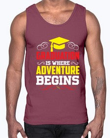 graduation is where adventure beings 226#- graduation- Cotton Tank