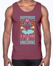 happiness is believing in unicorns 163#- unicorn- Cotton Tank
