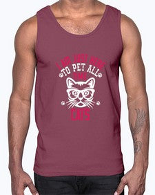 i am just here topet all time cats Style 52#- cats- Cotton Tank