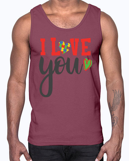 i love you Style 23#- autism- Cotton Tank