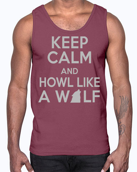 keep calm and howl like a wolf- wolf- Cotton Tank