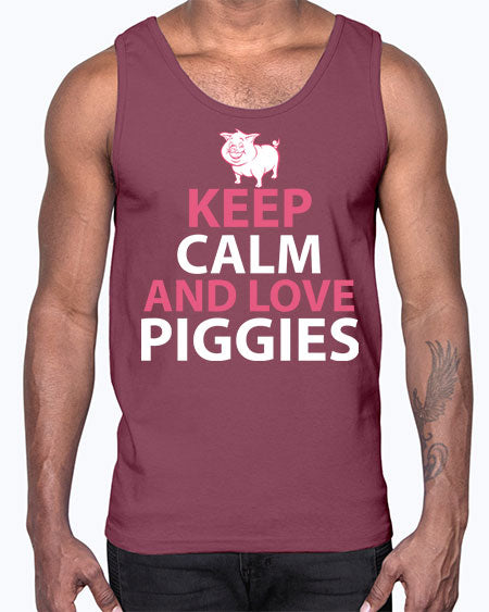 keep calm and love piggies Style 47#- pig- Cotton Tank