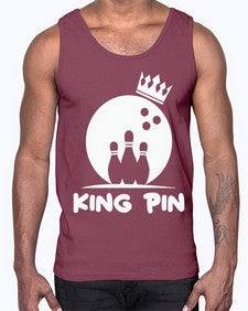 king pin bowling couples 712#- bowling- Cotton Tank
