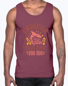 librarian shark doo doo 474#- librarian- Cotton Tank