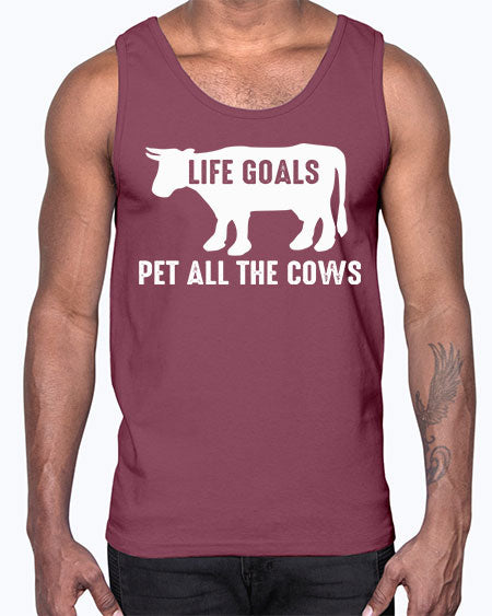life goals pet all the cows- cow- Cotton Tank