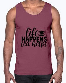 life happens tea helps 1309#- tea- Cotton Tank
