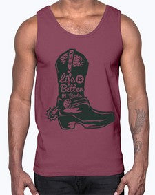life is better in boots 730#- western- Cotton Tank
