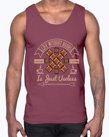 life without books chocolate coffee is just useless 318#- chocolate- Cotton Tank