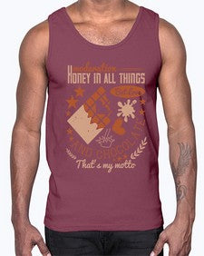 moderation honey in all things but love and chocolate thats my motto 337#- chocolate- Cotton Tank