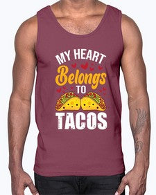 my heart belongs to tacos 1423#- tacos- Cotton Tank