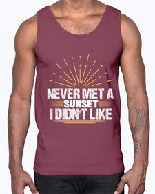 never met a sunset i didnt like  33#- airplane- Cotton Tank