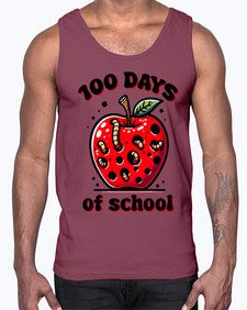 one hundred Days of School Apple 572#- one hundred days- Cotton Tank