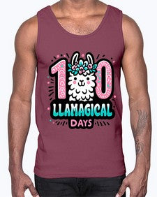 one hundred Llamagical Days 592#- one hundred days- Cotton Tank