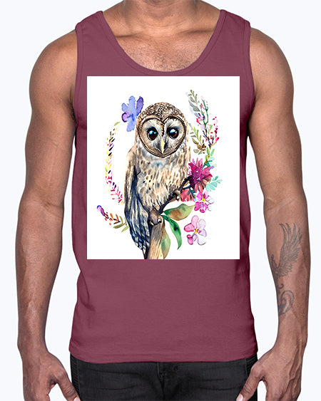 owl 12#- owl- Cotton Tank