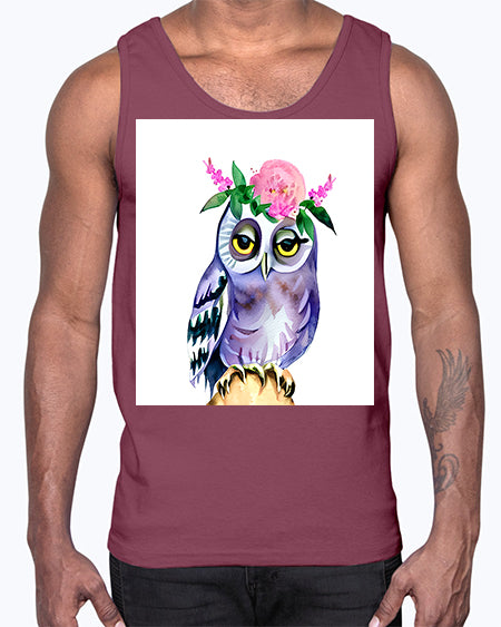 owl 15#- owl- Cotton Tank