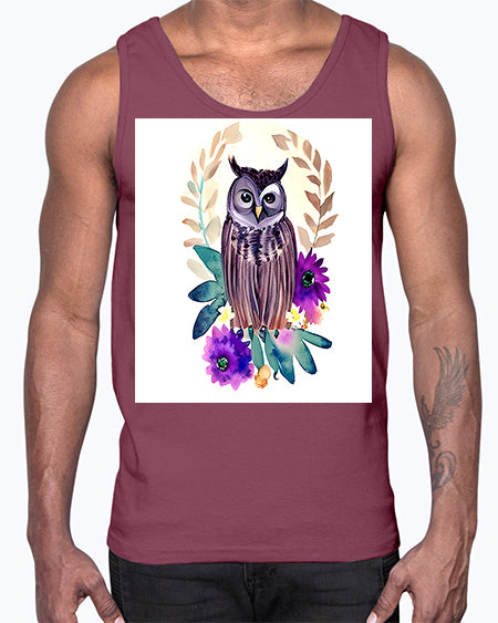 owl 17#- owl- Cotton Tank