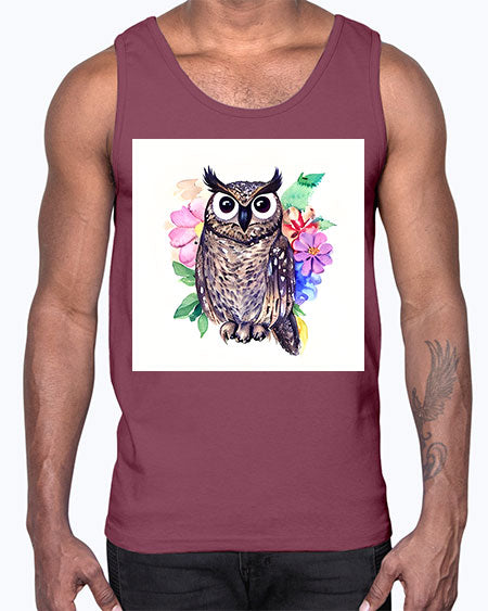 owl 3#- owl- Cotton Tank