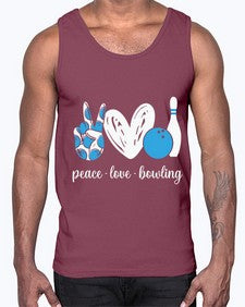 peace love bowling bowling 790#- bowling- Cotton Tank