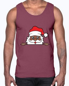 peekaboo black santa 19#- black boys or men- Cotton Tank