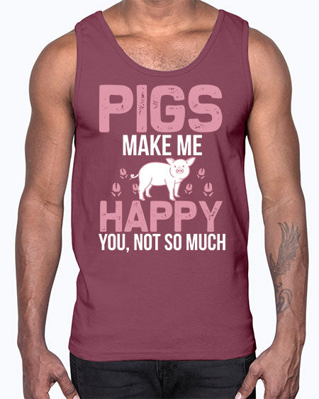pigs make me happy Style 35#- pig- Cotton Tank