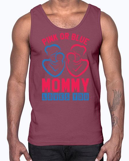 pink or blue Mommy Loves you Style 187#- baby shower- Cotton Tank
