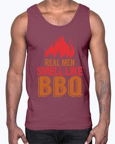real men smell like bbq 373#- bbq- Cotton Tank