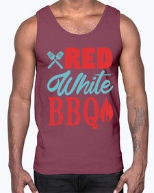 red white bbq 374#- bbq- Cotton Tank