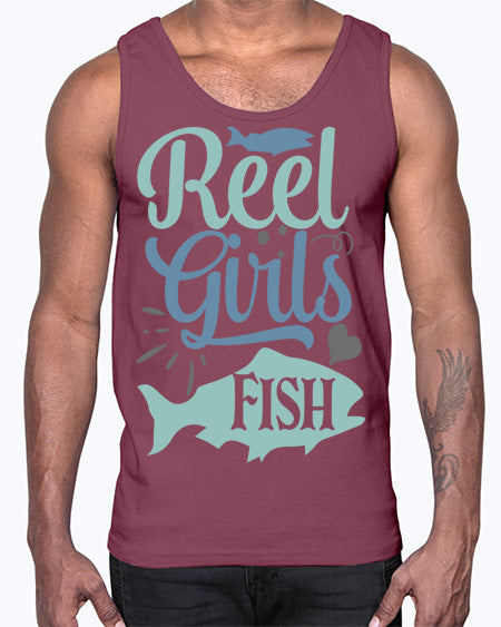reel girls fish 92#- shark-fish- Cotton Tank
