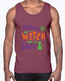 resting witch face 25#- witch- Cotton Tank