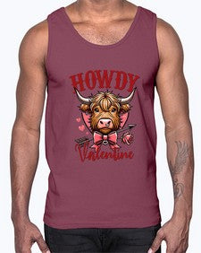 retro vintage howdy valentine bow 1016#- western- Cotton Tank