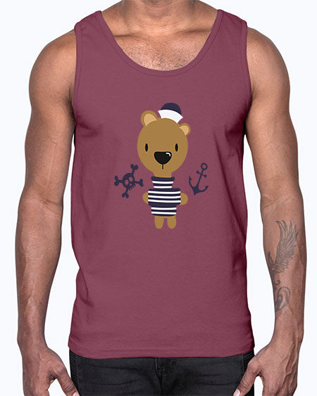 sailor little bear 243#- bears - animals- Cotton Tank
