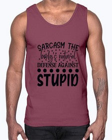 sarcasm the bodys natural defense against 84#- sarcastic- Cotton Tank