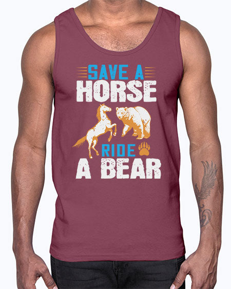 save a horse ride a bear 245#- bears - animals- Cotton Tank