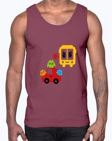school bus and little monsters 792#- general school- Cotton Tank