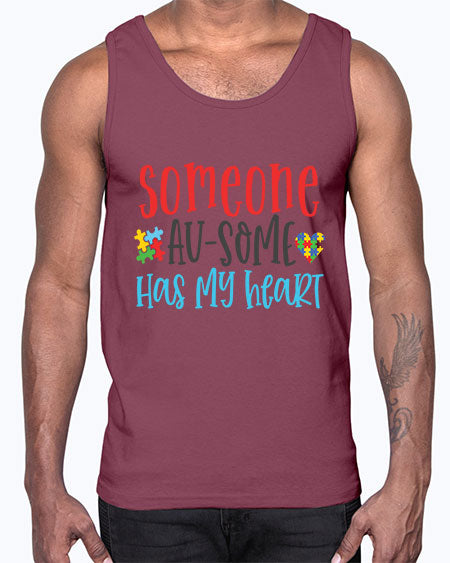 someone ausome has my heart Style 40#- autism- Cotton Tank
