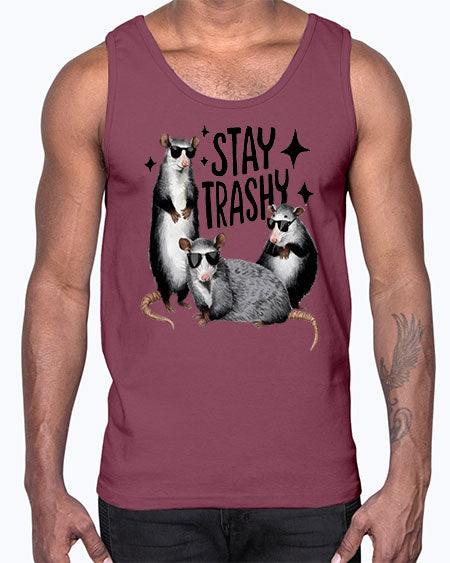 stay trashy 61#- raccoon- Cotton Tank