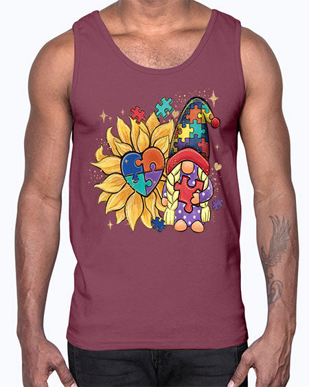 sunflower gnome autism- autism- Cotton Tank